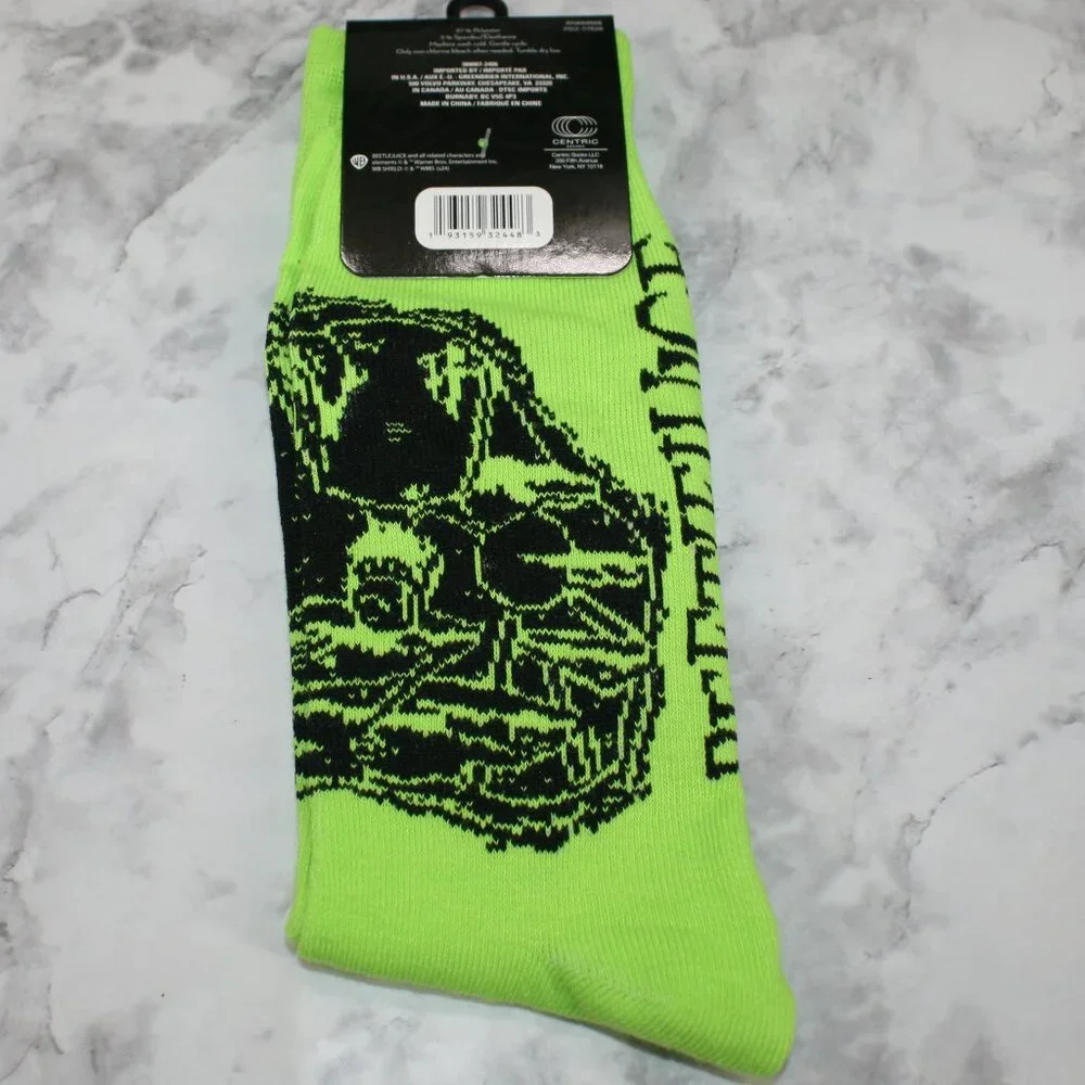 BEETLEJUICE Socks Halloween Spooky Creepy Crew Unisex October Lime One Size